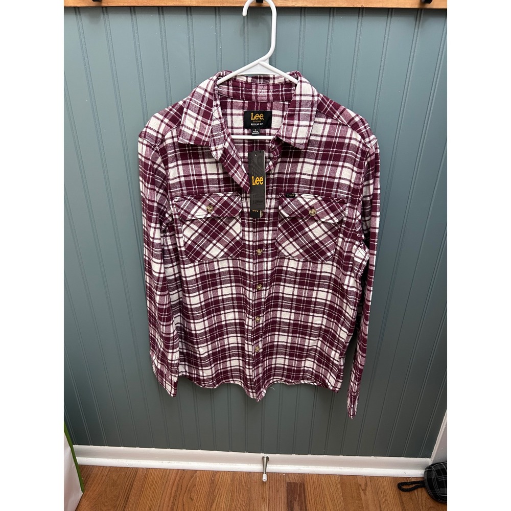 Lee Regular Fit Plaid Flannel Shirt Cabernet Men's Size S